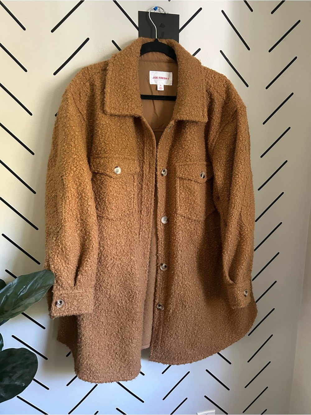Joe fresh fleece camel brown teddy button up jacket